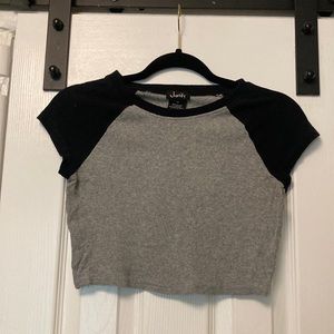 Ribbed Cropped Baseball Tee